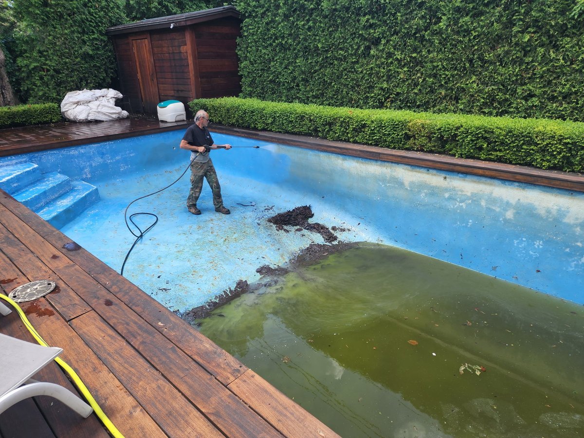 Nettoyage de piscine négligée